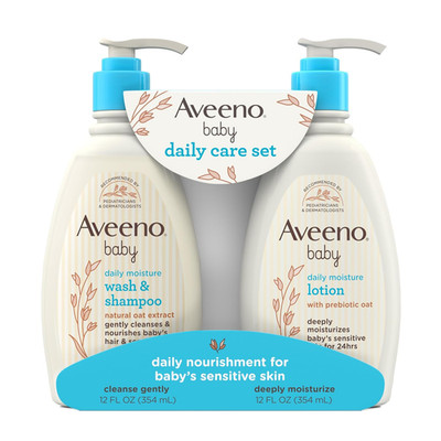 Aveeno Baby Daily Care Gift Set with Oat Extract & Prebiotic Oat, Contains Daily
