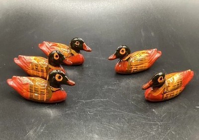 Lot Of 5 VTG Resin Mandarin Ducks Chopstick Holders- Home Decor-2''