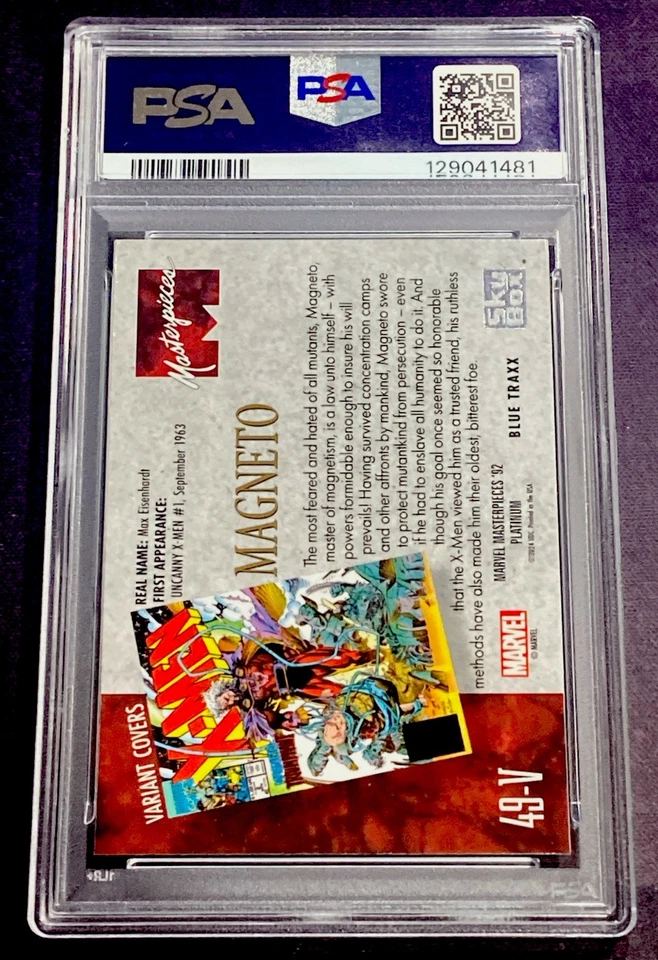 2024 Marvel Masterpieces '92 Platinum #49V MAGNETO VARIANT BLUE TRAXX PSA 10 - Image 2 of 2