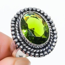 Green Peridot Gemstone Handmade 925 Sterling Silver All Size Ring For Gift