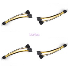 4 PCS Dual SATA to PCI-E Power Cable 15Pin SATA to 8 pin Video Card Power Wire