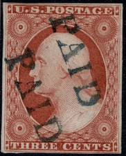 Scott #10A, 4 Margin, 52L5E, 4-Margin GEM, 2 neat PAID cancels - Beautiful Stamp