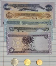 Uncirculated Dinar Cheap Variety - 5,000, 1,000, 500, 250, 50 Notes, 3 Coins #5