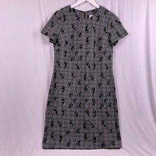 Calvin Klein Womens Size 6 Sheath Dress Black White Plaid Floral Career Stretch