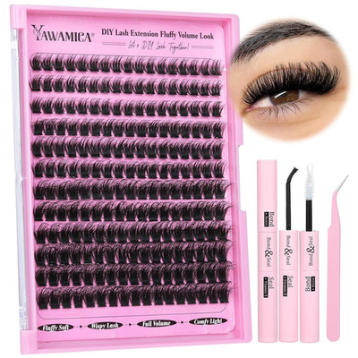 Fluffier Lashes Clusters Kit Wispy Individual 100D Volume Cluster...