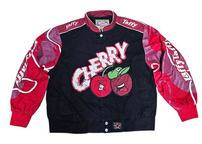 Vintage JH Design Wonka Laffy Taffy Candy Racing Jacke schwarz rot Jugend XXL #5