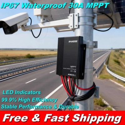 IP67 Waterproof 30A Solar Charge Controller MPPT Battery Charge Regulator 12/24V