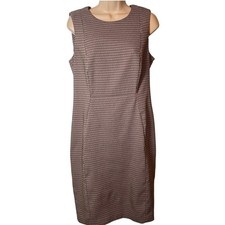 Calvin Klein Dress Womens Size 10 Black Diamond Print Sheath Stretch Back Zip