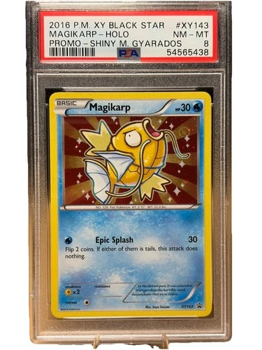 2016 POKEMON XY BLACK STAR PROMO SHINY MEGA GYARADOS #XY143 MAGIKARP-HOLO PSA 8