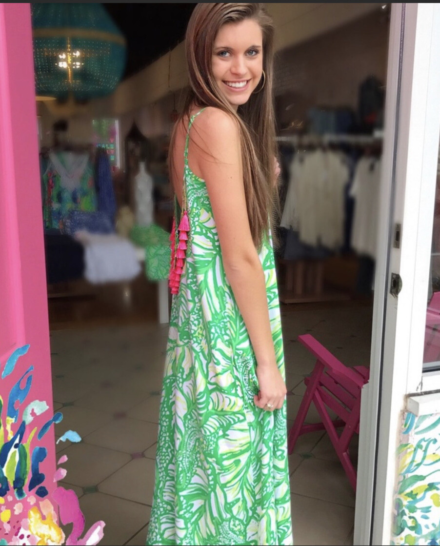 Lilly Pulitzer Allair Maxi Beach Dress Toucan Green Coca Loca Size Large EUC image 3
