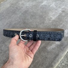 Steve Madden Multi Logo Belt Size L Silver Buckle / Unisex