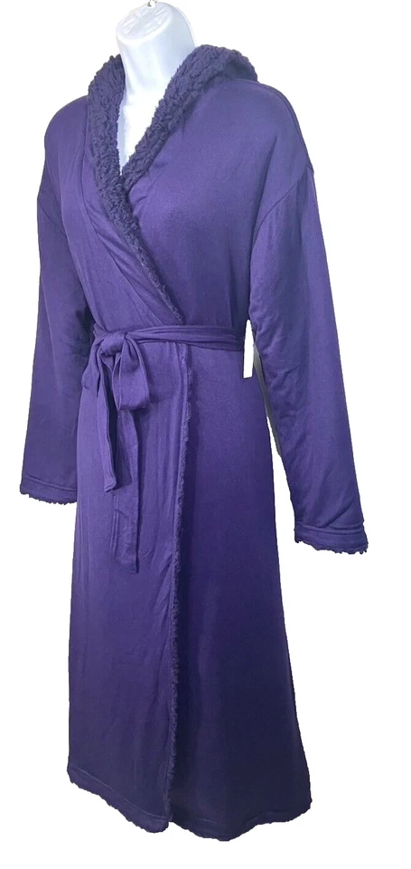 NUEVO CON ETIQUETAS Jockey Mujer Talla S/M Bata de Poliéster Suave con Capucha Púrpura 016842/561 $68 Foto 3 de 4