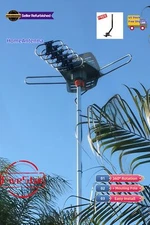 360° Rotation Outdoor Amplified HDTV Antenna Motorized w/ Pole 1080P 4K