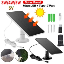 Solar Battery Charger Micro USB+Type-C Charging Solar Panel for Security Camera