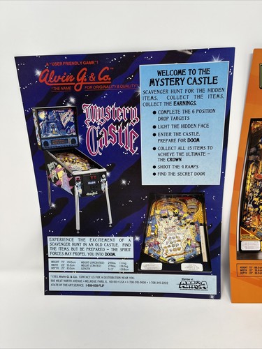 Original Mystery Castle World Tour Fútbol Alvin G Pinball Arcade Flyer Lote 4 - Imagen 8 de 9