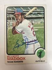 Elliott Maddox Autographed 1973 Topps Card #658 Texas Rangers A-516
