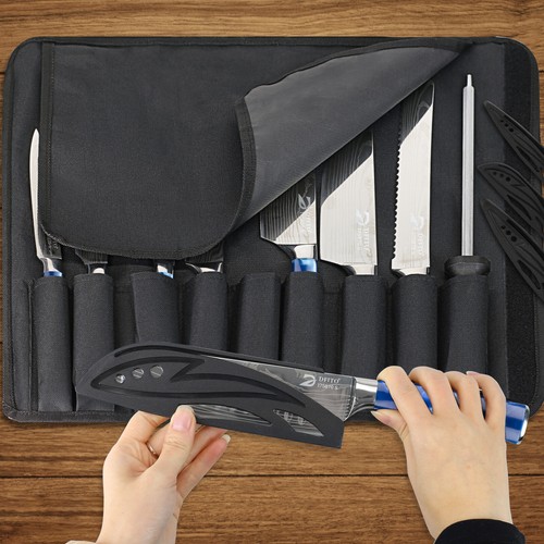 Juego De Cuchillos Para Cocina Acero Japoneses Profesional Chef 9 Piezas Set US - Picture 20 of 29