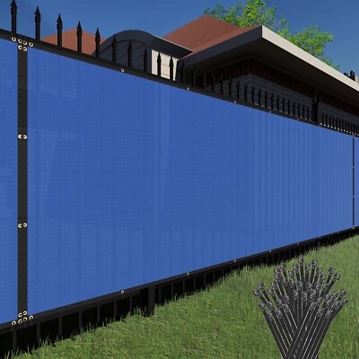14ft Privacy Screen Fence Heavy Duty Blue Mesh Shade Net Cover Wall Garden Yard