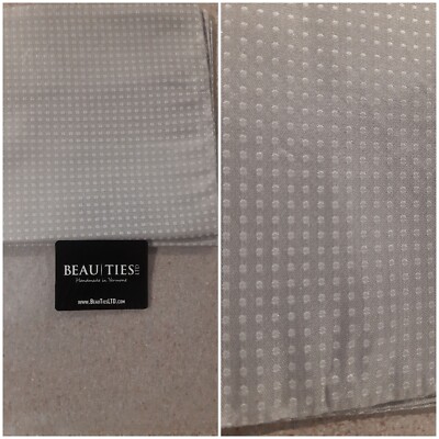 New Beau Ties 11x11 Pocket Squares Handmade Vermont Deep Silver On Silver Dots