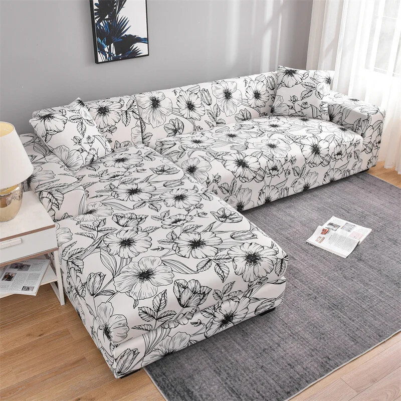 Geometric Sofa Covers for Living Room Elastic Corner Chaise Longue