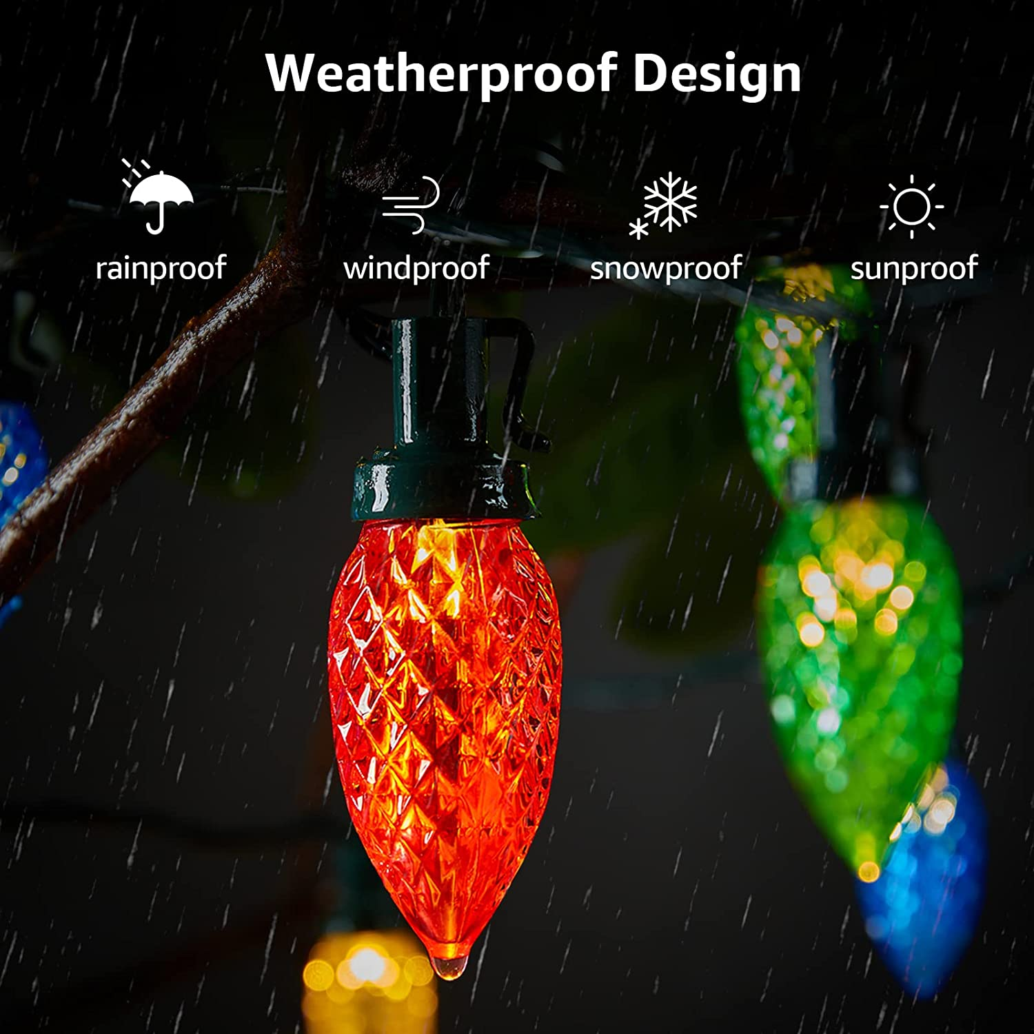 Upgraded Super Big C9 Christmas Lights Outdoor, 100 LED 66 FT Christmas