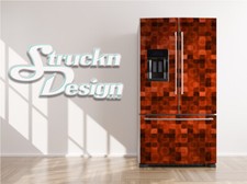 Red Burgundy Brick Square Pattern Fridge Freezer Wrap Side Door Vinyl Decal