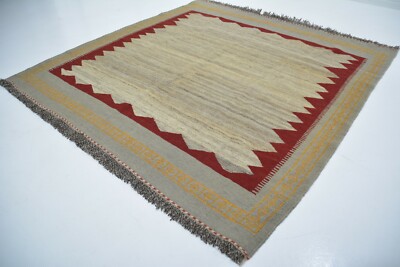 Tapis Ghashgai Kelim Laine Tissé Main - Vert - 203x153 Cm - Orientale