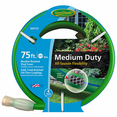 Green Thumb GTAW5875 All-Weather Garden Hose, Medium-Duty, 5/8-In. x 75-Ft. - - 第 1/2 張圖片