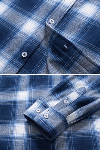 Camisa de franela a cuadros ligera informal de algodón manga larga primavera otoño para hombre - Imagen 7 de 73