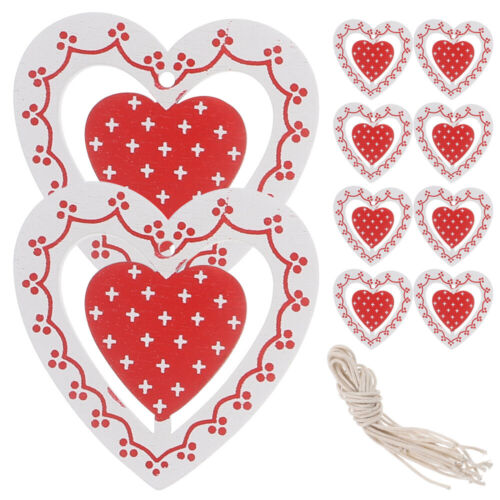 10pcs Wooden Love Heart Christmas Hanging Ornaments - Afbeelding 1 van 12