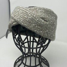 DKNY Mujer Forrado en Vellón Diadema Gris Suéter Tejido con Hilos Metálicos Cobre