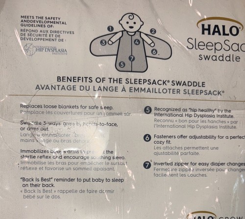 HALO Innovations SleepSack Swaddle Wrap Minky Dot Cream Color Newborn - Picture 5 of 5
