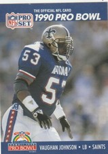 FREE SHIPPING-MINT-1990 Pro Set Bowl Vaughan Johnson #397 SAINTS +BONUS CARDS