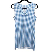 Sailor Sailor Dress Womens Small Gingham USA  Stretch Coastal Nautical Resort