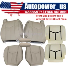 Front Armrest & Leather Seat Cover Tan &Foam For 2003-05 2006 Cadillac Escalade