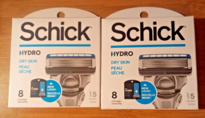 Schick Hydro Dry Skin Cartridges 8-Pack (16 Refills Total) 5 Blades NEW Lot of 2