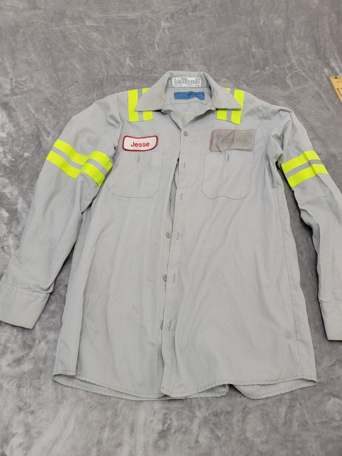 Cintas Mechanic Work Shirt Medium Men Gray Long sleeve Button up HiVis