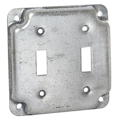 Hubbell RACO 803C Metallic 4'' Square Exposed Work 2 Toggle Switch Cover
