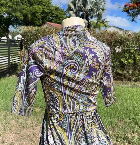 ETRO PAISLEY PRINT SHORT SLEEVE GATHER CASUAL DRESS Sz 38 MADE IN ITALY - Picture 11 of 16