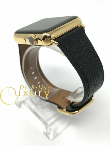 24K Gold Plated 42MM Apple Watch SERIES 2 with Black and Brown Band CUSTOM - Picture 2 of 4