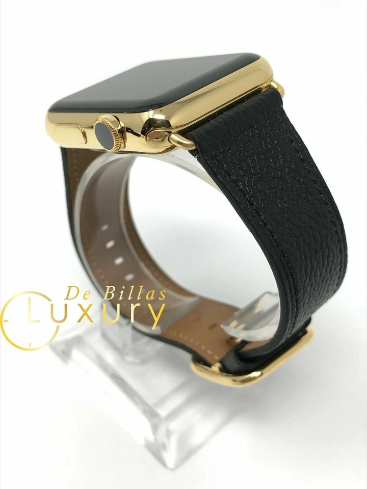 24K Gold Plated 42MM Apple Watch SERIES 2 with Black and Brown Band CUSTOM - Image 2 of 4