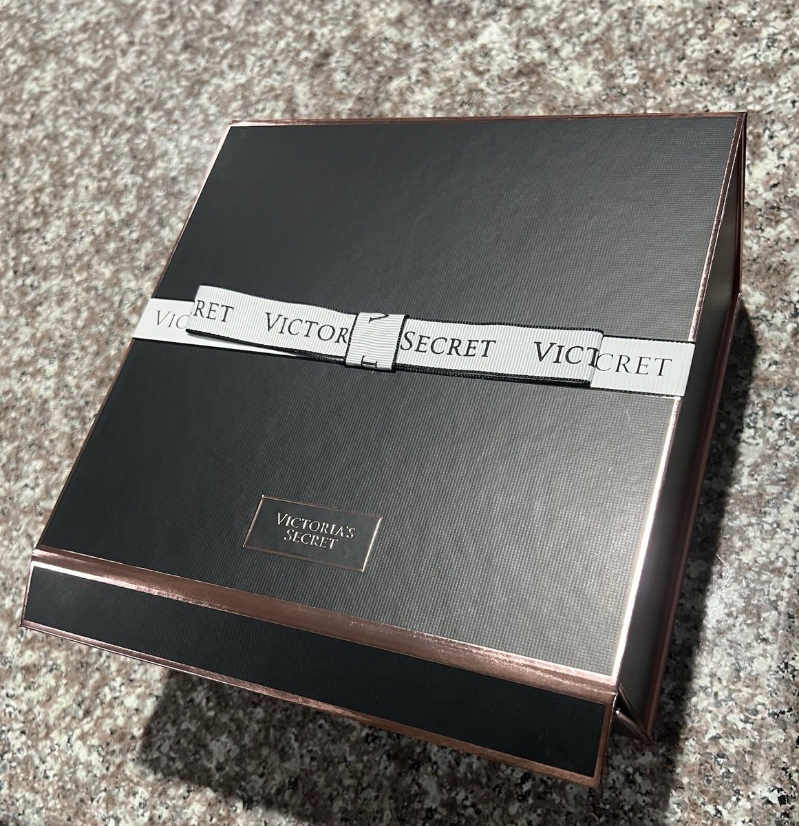 Victoria's Secret Empty Black Pink Metallic Gift Box Tissue Small