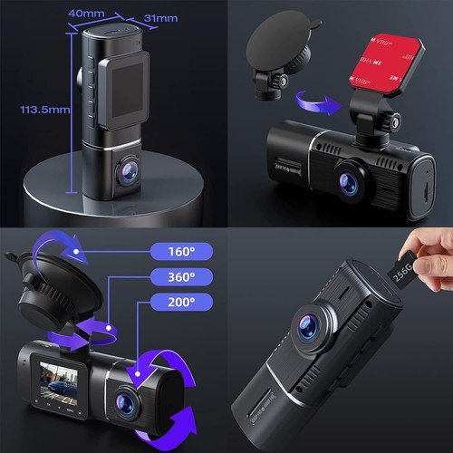 TOGUARD 1.5"LCD Dual Dash Cam Front Inside Cabin 1080P Car Camera Night Vision - Picture 3 of 13