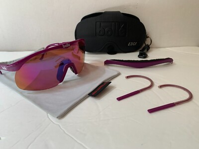 Vintage Bolle Edge Chrono Shield Purple Sunglasses Goggles With Case