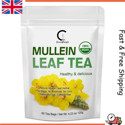 GREENPEOPLE 60pcs Mullein Leaf Tea Natural Herbal Tea Support Healthy Respiratory Functions
