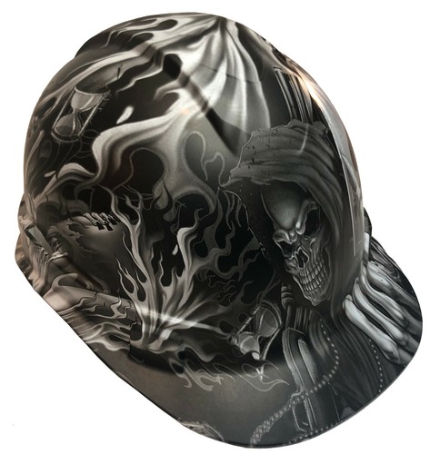 Custom Hydro Dipped Hard Hat Ridgeline Cap Style White Ace Of Skulls - Picture 15 of 16