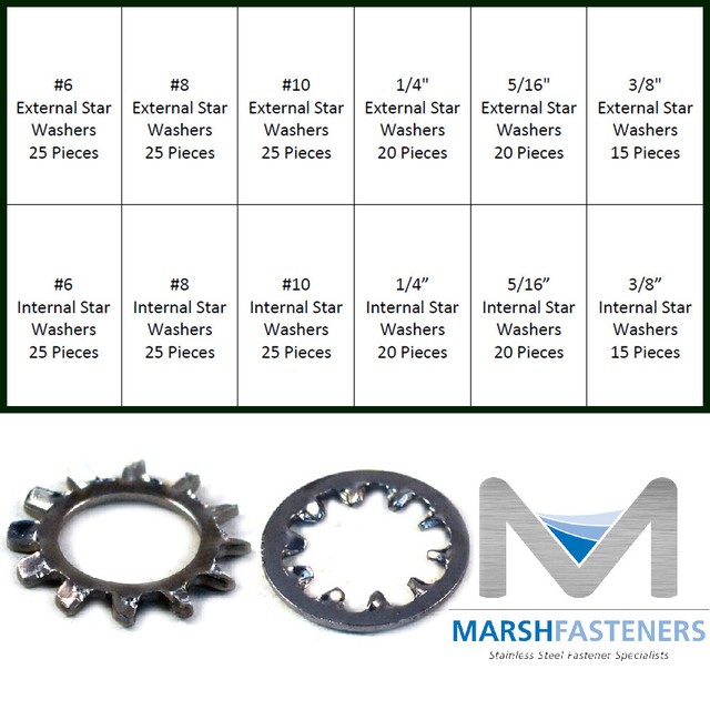 410 Stainless Steel Internal External Star Lock Washer Assortment