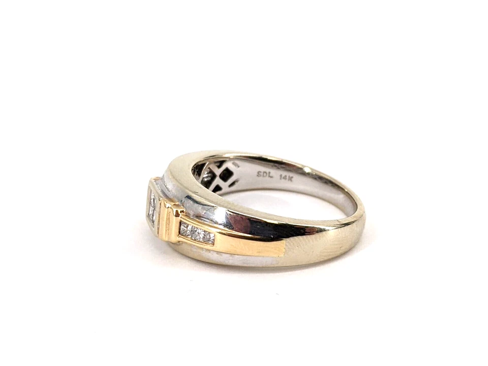 Anillo de oro 14KT dos tonos 7,41 g corte princesa para hombre talla 10, 1/3 cttw aprox. Foto 2 de 4