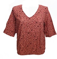 Bluse Kurzarmbluse Tunika Rhabarber Rosa BlÜMchen Bpc Gr. 46 Neu