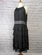 Little Black Dress Cocktail Dress Sleeveless Tiered Flounce Skirt Evan-Picone 14